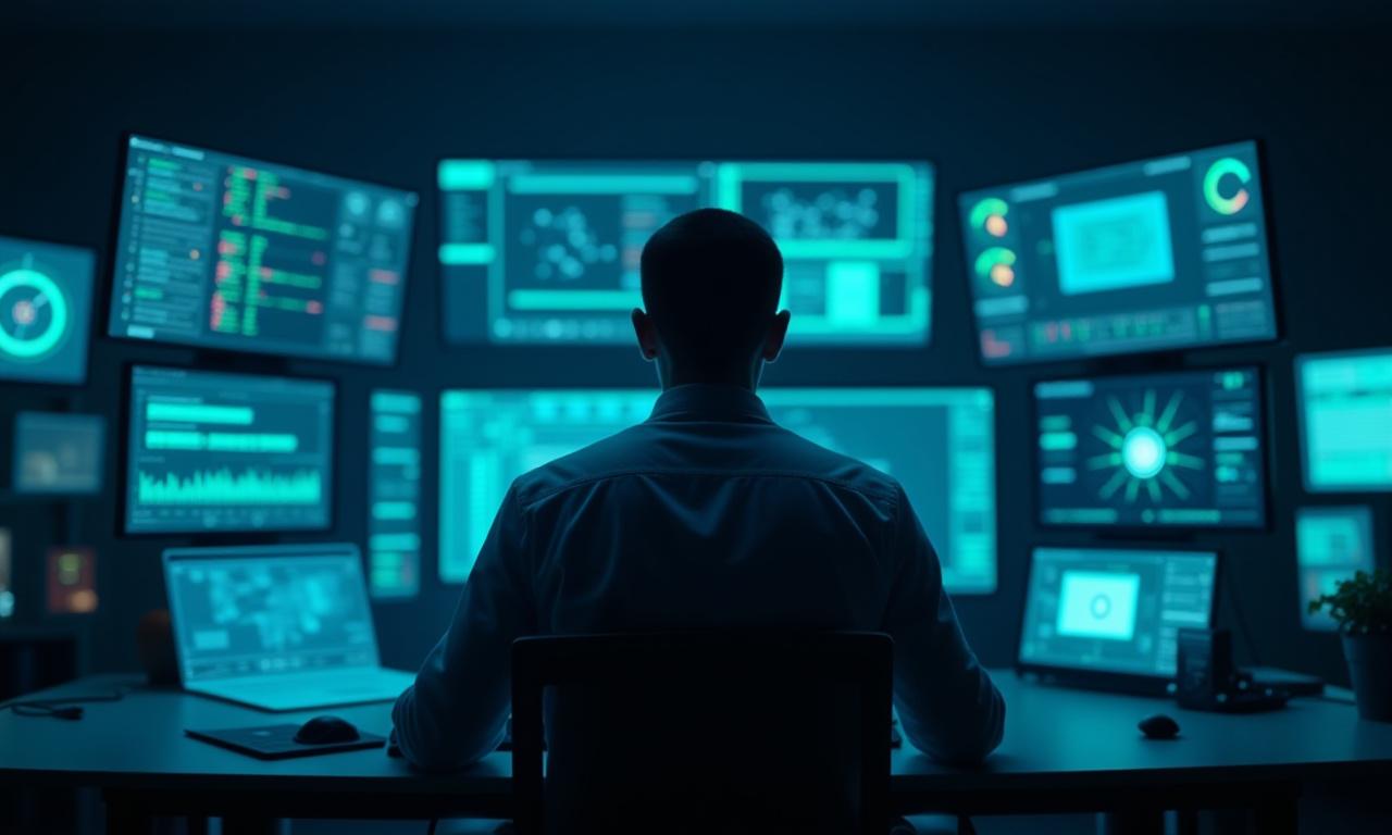 Cybersecurity operations center with visual data streams